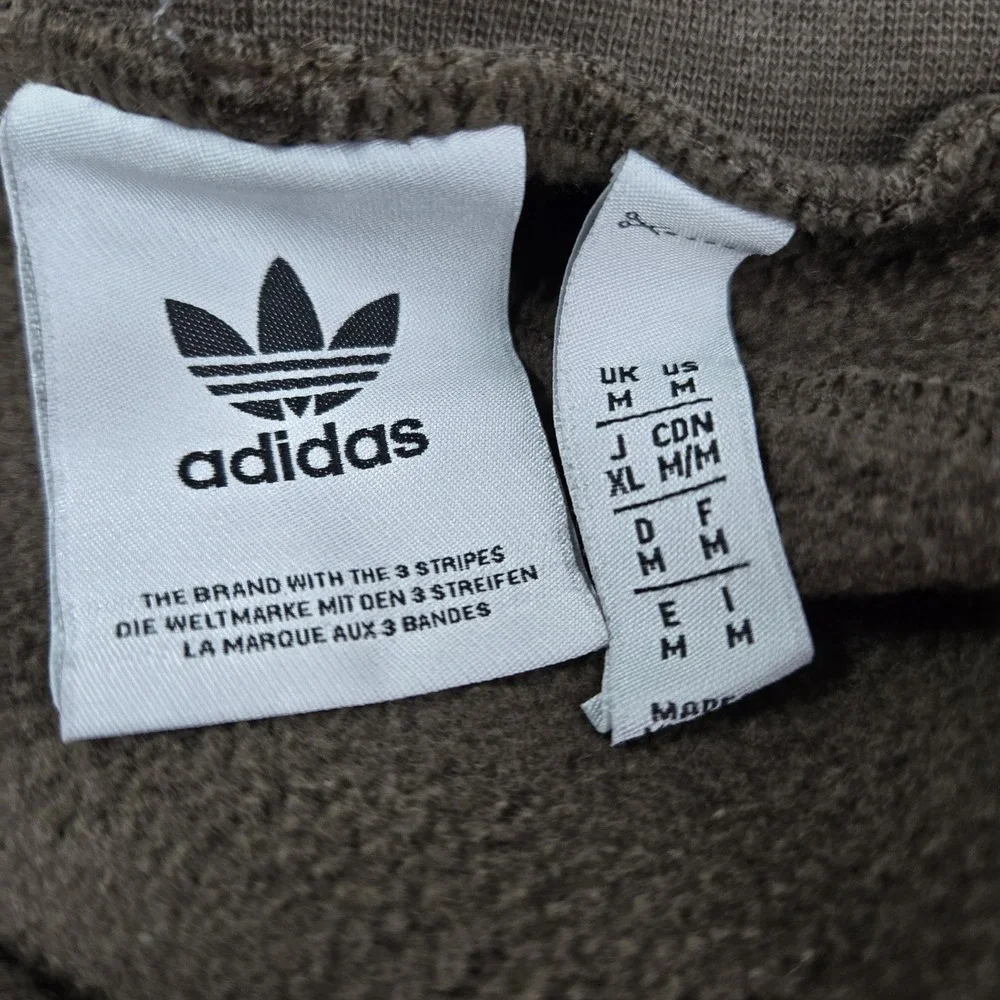 Adidas Men‎ Activewear Pants M Brown Embroidered Sweatpants Plaid Stripe Fleece